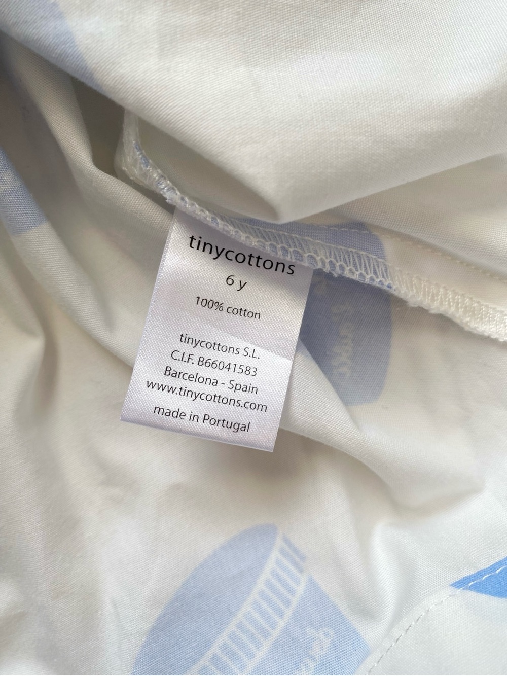 TINYCOTTONS Pots Dress White Blue 100% Cotton size Girls 6 years - Picture 5 of 9